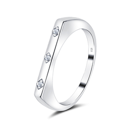 Plain Shape with CZ Stone Silver Ring NSR-4044